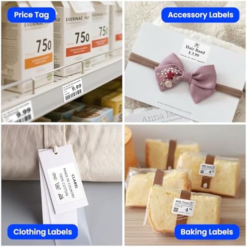 CLABEL 40x30mm (1.57"x1.18") Thermal Labels Stickers 6 Rolls White - Image 3