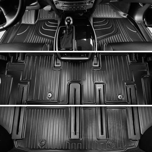 Floor Mats & Cargo Liner Compatible with 2022 2023 2024 2025 Jeep Wagoneer 8-Seat (NOT for 7-Seat/L/S/Grand Cherokee) Floor Liners Trunk Mat All Weather TPE Protection Car Floor Liners Full Set - Image 3