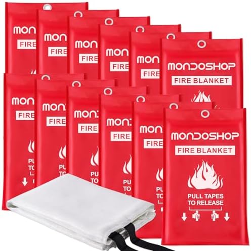 12 Pack Fire Blanket for Home, Kitchen, Camping, Warehouse by Mondoshop
