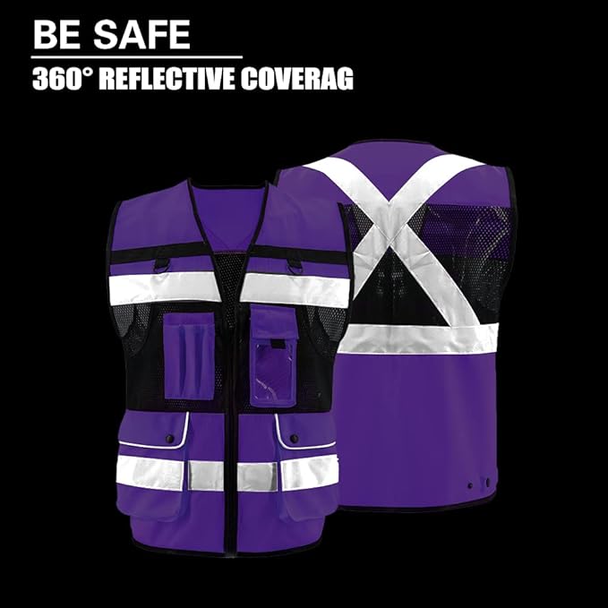 Safety Vest High Visibility Reflective Construction Vest - Image 6