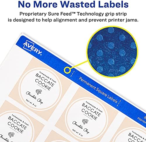 Avery® Printable Blank Square Labels, 1.5" x 1.5", Matte White, 600 Customizable Labels (22805) - Image 3