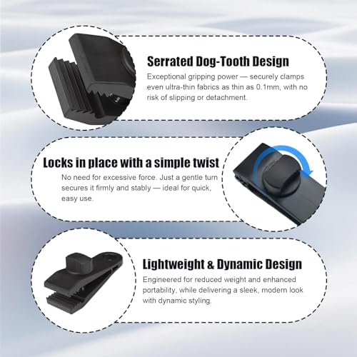 30 Pack Tarp Clips with Bungee Balls & Buckle, Heavy Duty Tarp Tie Downs, Waterproof Lock Grip Tent Clips for Camping, Garden Shade Cloth, Car Cover and Awning, Black - Image 5