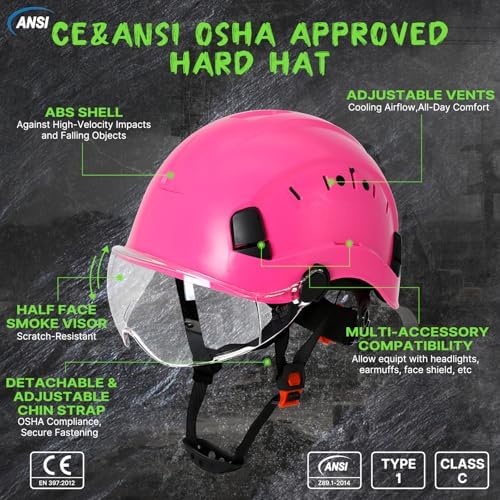 Aolamegs Construction Hard Hat with Visor and Chin Strap for Men,ANSI Z89.1 - Image 2