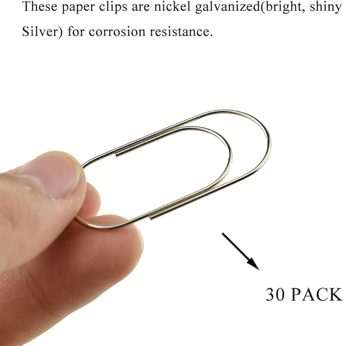 HAHIYO Paper Clips Sturdy 2 inches Length 30 Pack Wide Paperclips Heavy Duty - Image 4