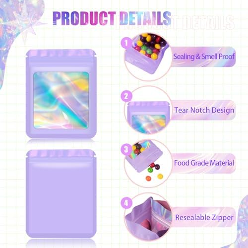 100 Pack Mylar Bags for Small Business, Candy (3x4 in, Holographic) - Image 6