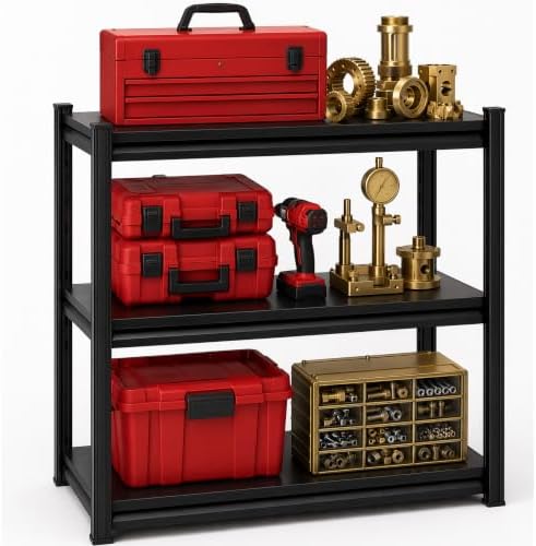 Metal Garage Shelving Unit, Heavy Duty Adjustable Storage Shelves, Steel Shelving, 1500 lbs Capacity Shelves for Heavy Tools and Equipment, 3 Tier, 27.6" W × 13.8" D × 31.5" H by Notmise