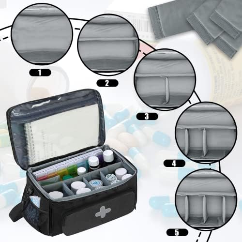 GDNasist Medicine Storage Bag, Medical Bag Pill Bottle Organizer for Emergency, Medicine Box Empty with Small Portable Pouch, First Aid Box for Travel and Home Storage - Image 4