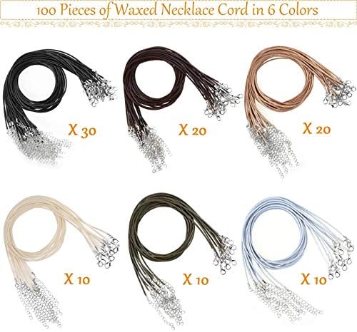 Necklace Cord, Selizo 100pcs Necklace String, Waxed Cotton Necklace Cord with Clasp Bulk for Jewelry Bracelet Making, Beads, Pendants, Charms - Image 2