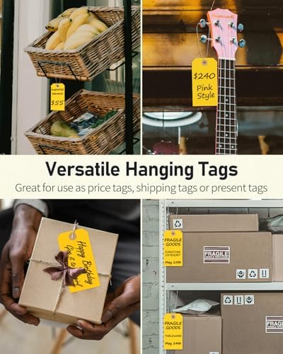 Uniclife 100 Pcs Yellow Blank Shipping Tags with Wire Attached 4.7 Inch Paper Tags Hang Tag with Reinforced Eyelet Large Marking Label Writable Price Inventory Label Tag, 4.7" x 2 3/8" - Image 7