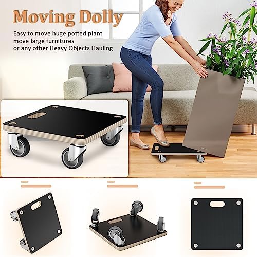 Furniture Mover Dolly Portable Wood Rolling Mover for Heavy Furniture Sofa Cabinet Refrigerator, with 4 360° Rotatable Rubber Universal Wheels, 550 Lbs Capacity, Black (2 Packs) - Image 2