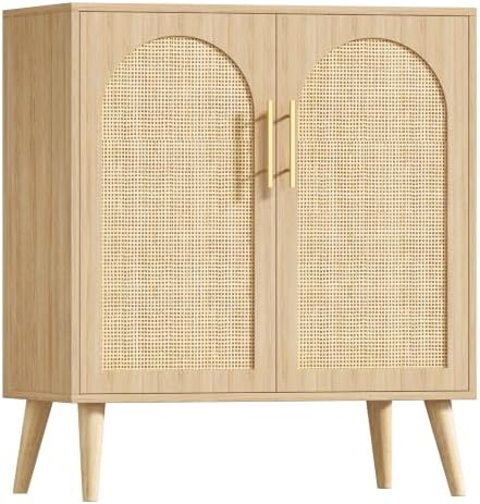 Keehusux 15.7" D Rattan Storage Cabinet with 2 Doors & Adjustable Shelf by Keehusux