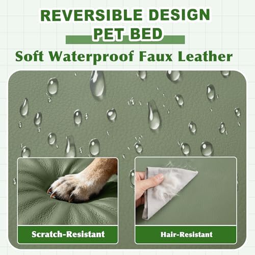 XL Dog Bed Waterproof Washable, Wipeable Leather Large Crate Pad 42" Green - Image 2