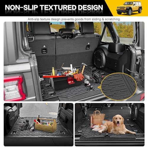 Rear Cargo Mat for 2018-2026 Jeep Wrangler JL Unlimited 4X4 Cargo Liners All Weather TPE Protection Anti-Slip Trunk Mat for 18-26 Wrangler JL 4X4 4 Door Accessories - Image 6
