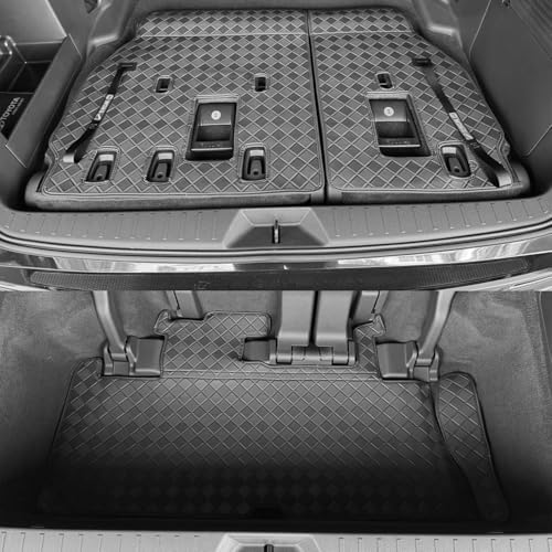 Cargo Mat & Backrest Mat for 2021-2025 Toyota Sienna (Without Spare Tire) - All Weather Leather Full Wrap-Around Trunk Mat Waterproof Cargo Liner - Car Mat for 2021-2024 2025 Sienna Accessories by IKABEVEM