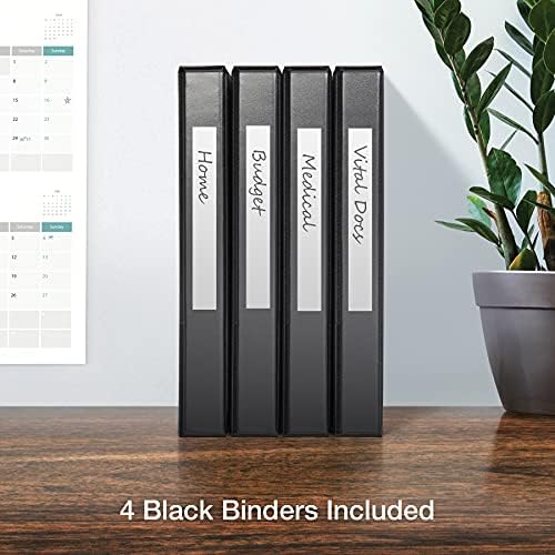 Oxford 3 Ring Binders, 1 inch ONE-Touch Easy Open D Rings, Durable Binders for School and Office, ClearVue, Xtralife Hinge, Non-Stick, PVC-Free, Black, Holds 250 Sheets, 4 PK (79903) - Image 5