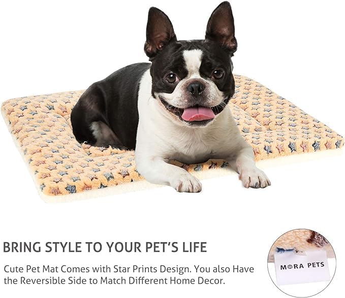 Mora Pets Dog Crate Pad Bed Ultra Soft Pet Mat Star Print Brown 35 x23 Inch - Image 5