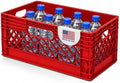EconoHome Milk Crate - Stackable Storage Crate with Built-In Handles - Heavy Duty Plastic Material - Ventilated Organizer Bin for Garage, Pantry, Classroom, Office & Moving - Red, 19x13x11, 1-Pack by EconoHome