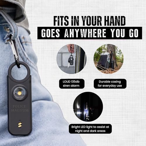 Police Magnum Personal Safety Alarm & Pepper Spray Combo Self Defense Pack for Women- Loud 135db Siren with Light & Max Strength Flip Top Pepper Spray Protection - Image 3