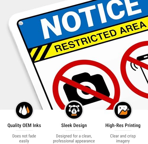 No Cell Phones Or Photography Beyond This Point Sign, ANSI Notice Sign, - Image 5