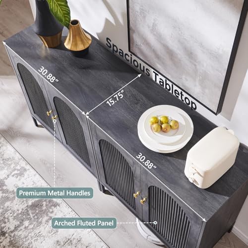 IFGET 61.75" W Modern Arch Sideboard Buffet Cabinet with Storage, Dark Grey - Image 5