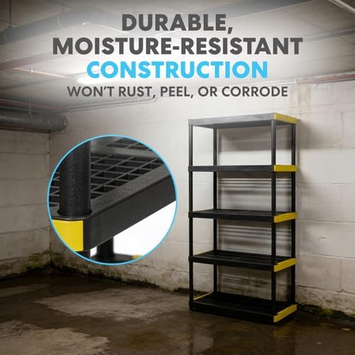 Simpli-Magic 5-Tier Heavy Duty Plastic Storage Shelving Unit, Garage & Outdoor Organizer, Modular Rack, 36 x 24 x 75 Inches, 250 lbs per Shelf, 1250 lbs Total Capacity - Image 5