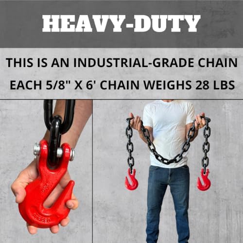 4PK Falcon Cargo 5/8" X 10' Grade 80 Transport Binder Chain - 18,100 LBS WLL - Clevis Grab Hook, Tie-Down, Towing - Image 3