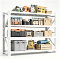 59" W Garage Storage Shelves,3000LBS Garage Shelving Heavy Duty Adjustable Shelving Unit,4 Tier Metal Utitly Shelves Industrial Shelving for Warehouses,Basement,White by KOBITOGarageStorageShelves