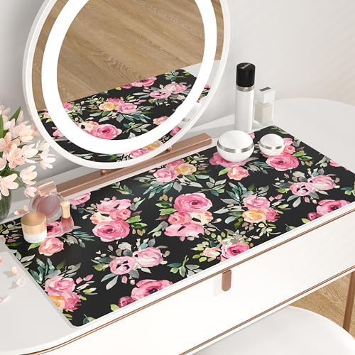 QiyI PU Leather Large Mouse Pad, Office Décor, 31.5" x 15.7", Pink Flowers - Image 6