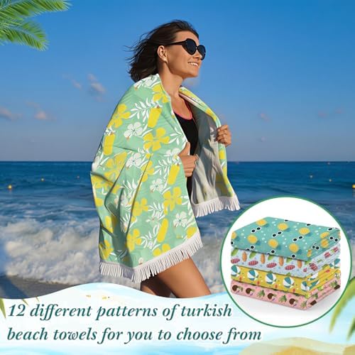 Peryiter 24 Pack Oversized Turkish Towel with Storage Bag, Palm Leaves - Image 4