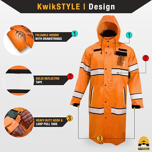 KwikSafety - Charlotte, NC - TORRENT Rain Jacket & Trench Coat ANSI OSHA Class 3 High Visibility Jacket Hi Vis Rain Gear - Image 3