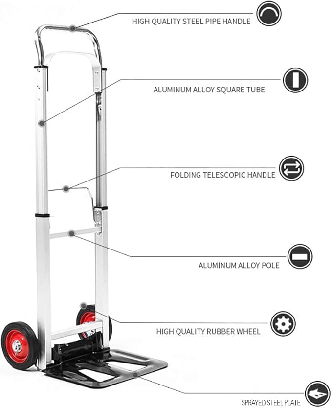 LEADALLWAY Hand Truck Aluminum Foldable Hand Cart - Image 2