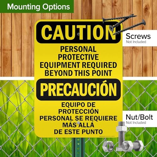 Caution Personal Protective Equipment Required Beyond This Point Bilingual Osha Sign, 18x24 Inches, 3M EGP Reflective .080 Aluminum, Fade Resistant, Made in USA by My Sign Center - Image 5