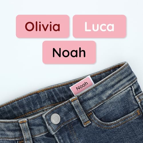 TeddyLabels - Clothing Labels for Nursing Home (180) – Self-Adhesive Name Tags for Clothes and Personal Items. Personalized Labels for Daycare, Nursing Homes, and Laundry Use - Pink by Teddylabels