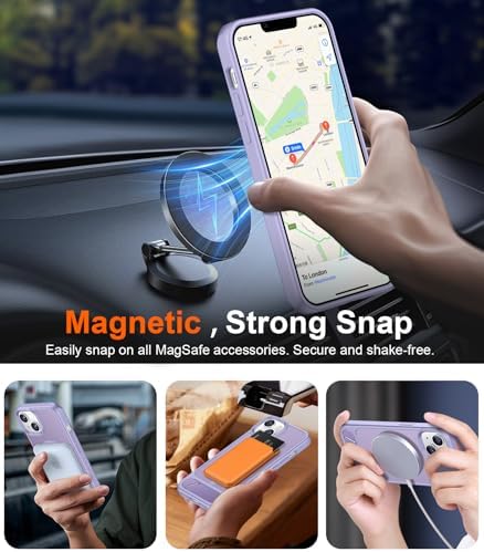 Temdan Magnetic Compatible with iPhone 14 Case/iPhone 13 Case,[Built-in Invisible Kickstand][Compatible with MagSafe][Military Grade Shockproof] Slim Translucent Matte Phone Case for iPhone 14/13 6.1" - Image 6