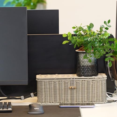 Cable Management Box, Cord Organizer with Lid & Cable Ties - Gray, M - Image 6