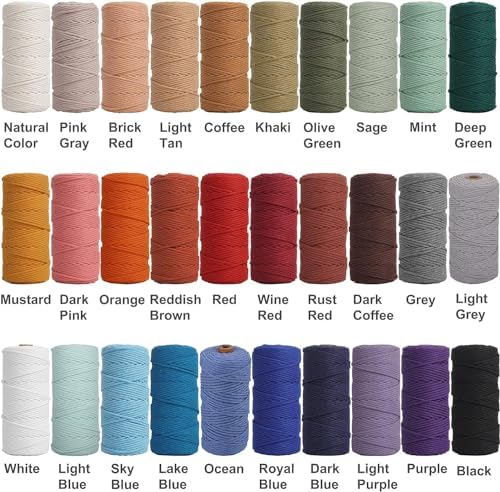 NOANTA Baby Blue Macrame Cord 4mm x 109yards, Cotton Rope Macrame Yarn - Image 4