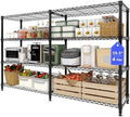 4 Tier Storage Shelving Unit Metal Shelves 70.8"W Wire Shelving, 59.5"H L-Shaped Pantry Shelves Kitchen Storage Shelves for Home Commercial Garage Heavy Duty, 70.8"W x 59.5"H x 15.8"D by Unknown