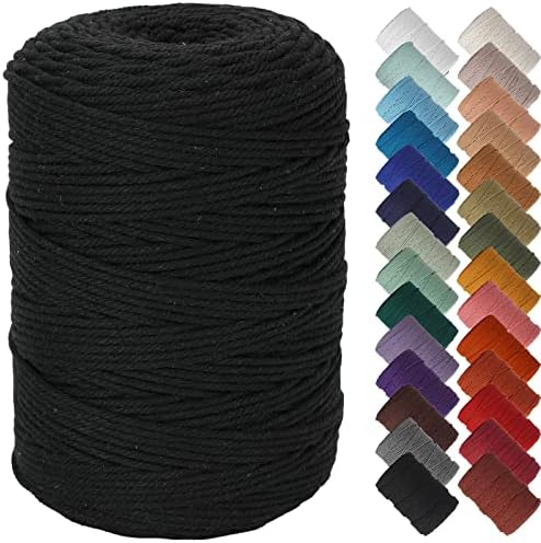 NOANTA Black Macrame Cord 3mm x 328yards, Colored Cotton Rope Macrame Yarn by NOANTA