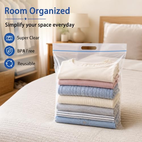 5 Gallon Extra Large Zipper Bag, 18” x 24” Clear Plastic Zip Bag with Handle for Storage, Moving Travel, 2mil Thick Resealable Lock, 40 pack - Image 6