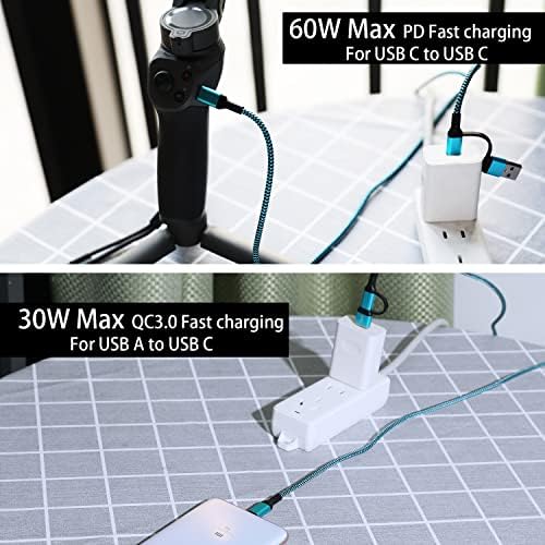 USB C to C Cable, 3 Pack 6ft Fast Charging Cord, 2-in-1 USB-A/C to C Cable - Image 4
