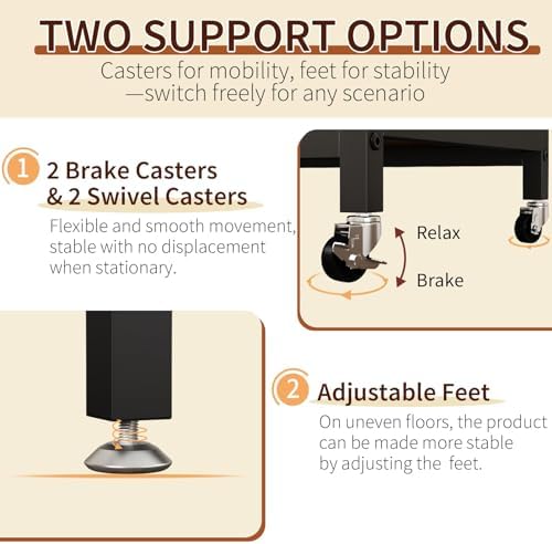 Baker's Rack with Power Outlet, 3-Tier Adjustable Microwave Cart, Black - Image 5