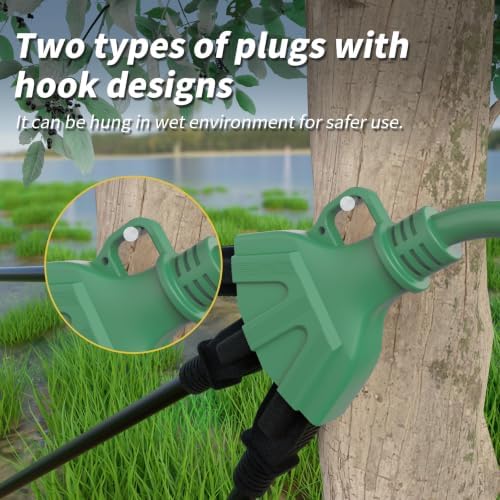 PlugSaf 25 FT 16/3 Outdoor Extension Cord with Multiple Outlets Green - Image 4