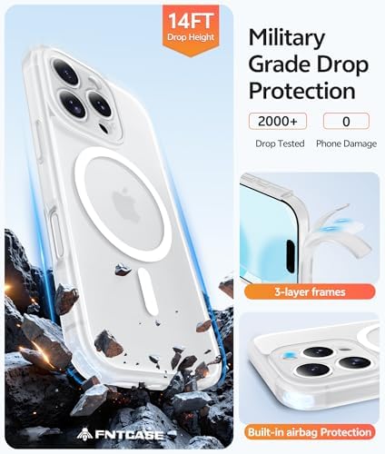 FNTCASE for iPhone 16 Pro Max Case, Fit for Magsafe, Glass Screen Protector - Image 5