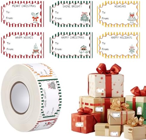600 PCS Christmas Gift Tag Stickers 1.18" x 2" Christmas Name Tags Stickers by BESARME