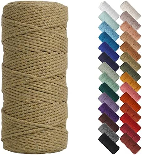 NOANTA Khaki Macrame Cord 3mm x 109yards, Colored Cotton Rope Macrame Yarn by NOANTA