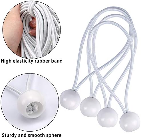 AOPRIE 30 Pcs Bungee Cords with Balls 4 inch White Ball Bungees Heavy Duty Tarp Bungee Cords Trap Weather Resistant Tie Down Strap for Camping, Tents, Cargo, Holding Wire and Hoses - Image 4