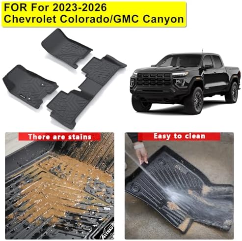 Floor Mats for 2023-2026 Chevrolet Colorado/GMC Canyon Crew Cab, TPE All Weather Protection Floor Liners Custom Fit for Chevy Colorado/Canyon Accessories - Image 2