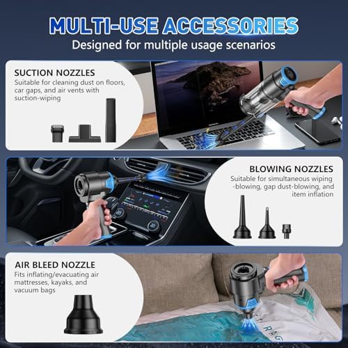 KMM Handheld Car Vacuum Cleaner, 16000PA Air Duster & Hand Held Vacuum - Image 6