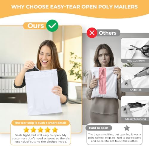 Metronic Poly Mailers 12x15.5 100PC Shipping Bags Envelopes for Clothes - Image 5