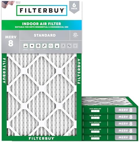 Filterbuy 10x22x1 Air Filter MERV 8 Dust & Allergy Defense (6-Pack) by Filterbuy